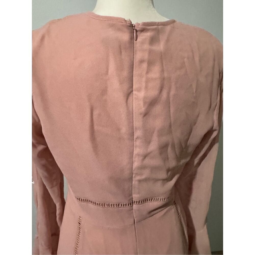 ASOS pink embroidered bell sleeve pink dress 8 - Picture 4 of 10